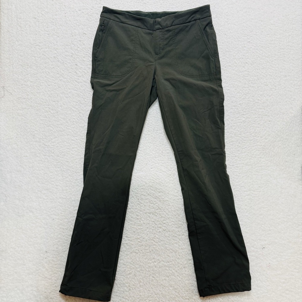 Athleta Womens Wander Pant Sz 10 Army Green Water Resistant Packable Travel Hike